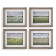 Uttermost 32317 Quiet Meadows Framed Prints Set of 4 with Seasonal Landscapes and Pine Wood Frames