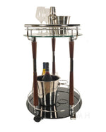Wood and Chrome Bar Cart – Tempered Glass Shelves – 27.375