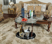 Decorative Rolling Trolley – Chrome Accents and Bottle Holders – 27.375