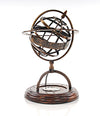 Brass Armillary Globe with Compass – 11 Inch – Wood Base Decorative Accent