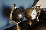 Brass Armillary Globe and Clock – 10.75 Inch – Vintage Navigational Set
