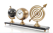 Armillary Clock and Globe Set – 10.75 Inch – Brass Finish on Wood Base By Old Modern Handicrafts