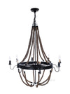 Large Rope Pendant Lamp – 8 Bulbs – Rustic Chandelier 47 Inch