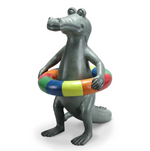 SPI Home Pool Time Alligator Garden Sculpture – 20" Tall Cast Aluminum Outdoor Decor