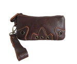 Amerileather Orka Wristlet Purse – Top Grain Cowhide Leather, Compact Everyday Organizer, Sleek Brown Finish