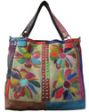 Amerileather Rosalie Tote – Lambskin and Canvas Patchwork Handbag