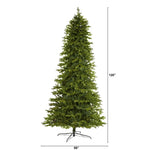 Green artificial Christmas tree with dimensions on a white background