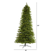 Green artificial Christmas tree with dimensions on a white background