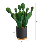Green faux cactus with spiky foliage in a decorative planter