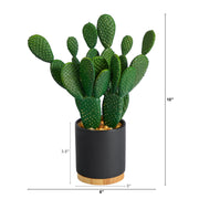 Green faux cactus with spiky foliage in a decorative planter
