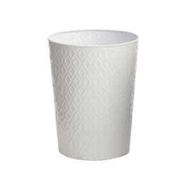 White textured trash can on a white background