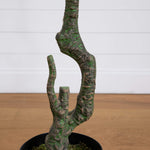 Artificial plant with twisted branches on a wooden surface