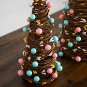 Nearly Natural Artificial Rattan Easter Egg Trees with Pastel Eggs, Set of 2 - 16
