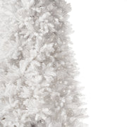Close-up of a white artificial Christmas tree on a white background