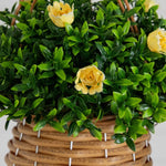 UV-resistant artificial hanging plants with lifelike flowers and cascading greenery