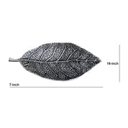 Decorative leaf-shaped object with measurements on a white background