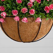 Nearly Natural pink floral hanging basket for indoor and outdoor spaces