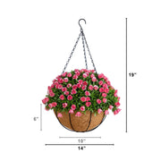 UV-resistant artificial rose hanging planter for patio and balcony décor