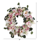 Floral wreath with measurements on a white background
