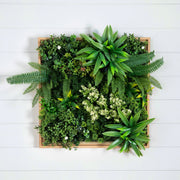 Nearly Natural Queensland Rainforest Artificial Floral Living Wall with Wood-Look Frame, Green, 20″ × 20″