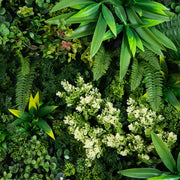 Nearly Natural Queensland Rainforest Artificial Floral Living Wall with Wood-Look Frame, Green, 20″ × 20″