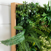 Nearly Natural Queensland Rainforest Artificial Floral Living Wall with Wood-Look Frame, Green, 20″ × 20″