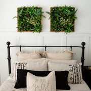 Nearly Natural Queensland Rainforest Artificial Floral Living Wall with Wood-Look Frame, Green, 20″ × 20″