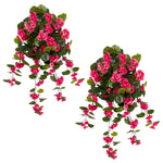 Pink artificial geranium plants for patio and garden decoration