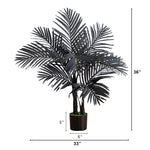 Nearly Natural 3-foot artificial Halloween black golden cane palm tree.