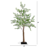 An artificial green tree with a brown trunk and black base, shown with dimension lines indicating 36 inches tall, 24 inches wide, and a 6-inch base width.