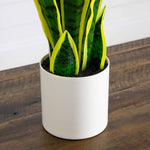 Faux sansevieria tabletop plant for home and office décor.