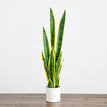 Nearly Natural 30-inch artificial sansevieria plant with vanilla planter.