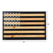 Wooden American flag with dimensions on a white background