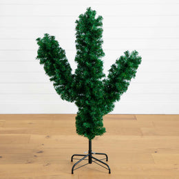 Nearly Natural Artificial Cactus Christmas Tree, Unique Green Holiday Decoration, 4'