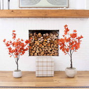 Nearly Natural Artificial Rustic Fall Maple Tree with Orange Autumn Leaves, 4'