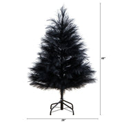 Nearly Natural Halloween Artificial Black Pampas Grass Christmas Tree, 48″
