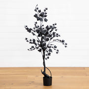 Nearly Natural Artificial Halloween Black Maple Tree, Seasonal Decorative Foliage, 4'