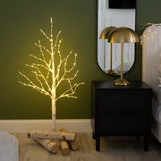 Nearly Natural Lighted Artificial Birch Tree with 180 Warm White LED Lights, 4'