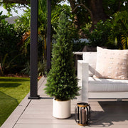 Nearly Natural Artificial Cedar Tree in White Planter, UV Resistant Indoor/Outdoor Decor, 4'