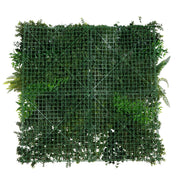 Square green grid with foliage on a white background