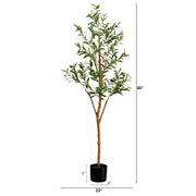 Nearly Natural Artificial Olive Tree with Natural Trunk, Green Foliage and Faux Olives 5' H