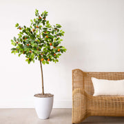 Nearly Natural 5' Artificial Tangerine Tree with Green Foliage and Colorful Citrus Accents