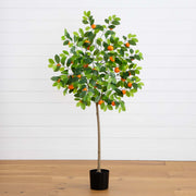 Nearly Natural 5 Foot Artificial Citrus Tree with Decorative Tangerines and Green Leaves