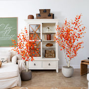 Artificial Fall Tree, Orange Birch Leaves for Thanksgiving 