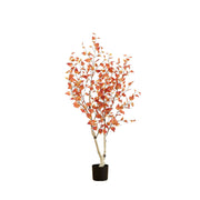 Nearly Natural 5' Artificial Fall Birch Tree, Orange Autumn Foliage