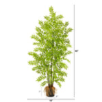 Artificial potted plant with dimensions on a white background