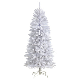 White artificial Christmas tree on a white background