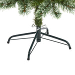 Christmas tree stand with a partially decorated Christmas tree on a white background