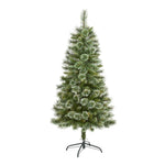 Frosted artificial Christmas tree on a white background