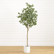 Nearly Natural 6' Faux Eucalyptus Tree, Green Artificial Indoor Plant with White Planter